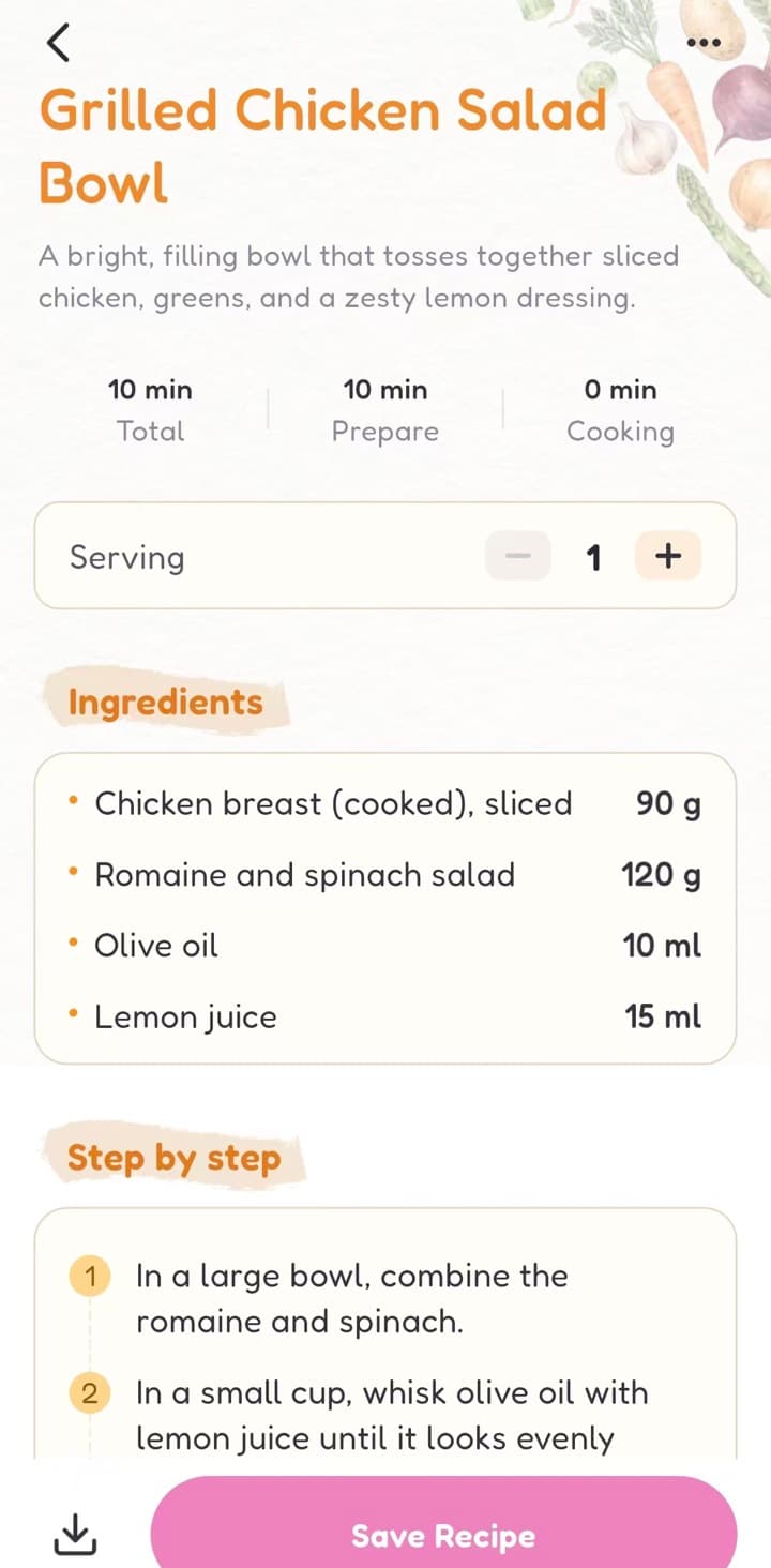 A high-protein meal idea from Shelog Protein Helper with ingredients and simple steps